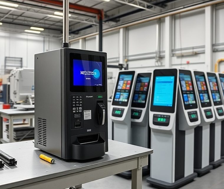 Módulo dispensador de un terminal de autoservicio en banco de pruebas